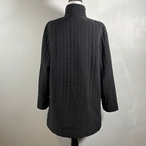 Black Burgundy Full Zip Up Quilted Reversible Straight Cut Long Sleeve Jacket L - Picture 6 of 9
